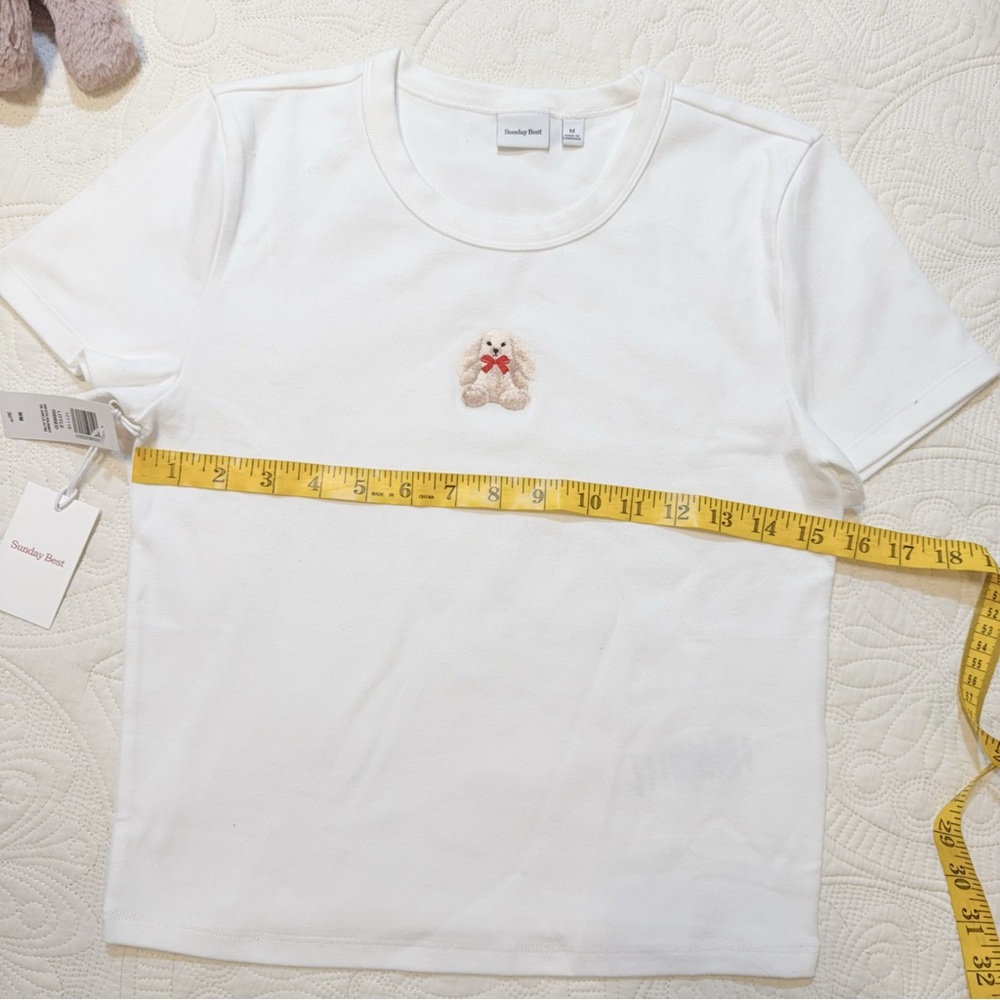 NWT Aritzia Sunday best 121118LITTLE RIBBED WHITE BUNNY m - Picture 3 of 5
